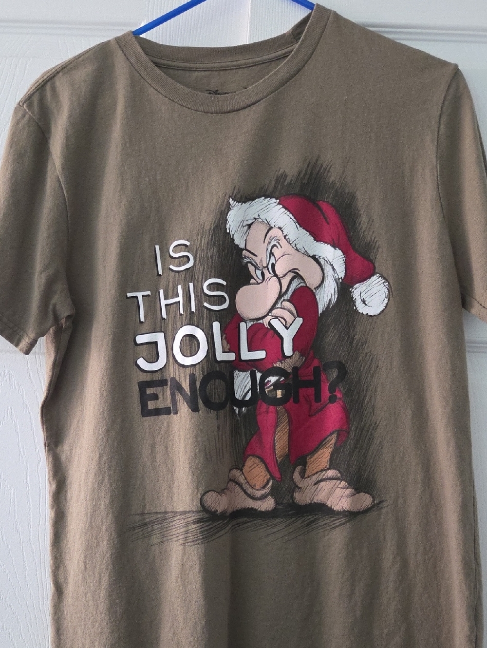 Disney Olive Green Graphic Tee with Black Print